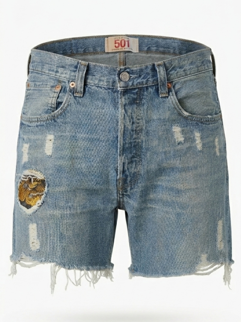 Levi’s 501 Restile Reworked Cutoff Short Jort 33 Distressed Button Fly High-Rise